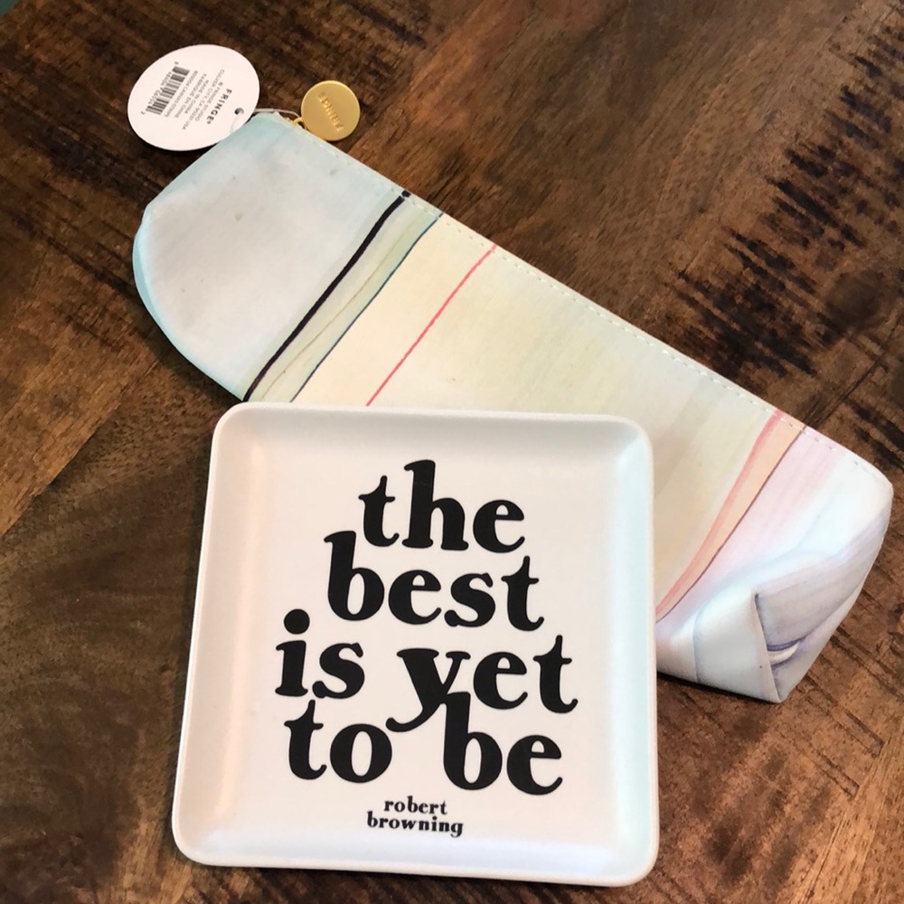 NWT! Quotable tray and pastel pouch